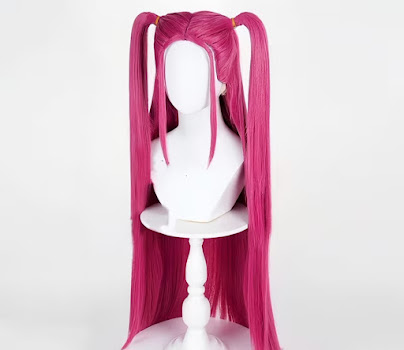 Perruque longue rose